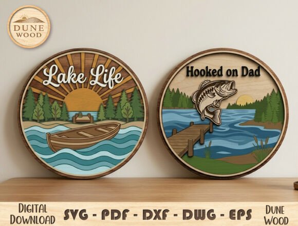 Download Lake Life Layered Sign SVG Bundle - Bundle Collection