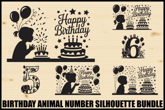 Download Birthday Animal Number Silhouette Bundle - Bundle Collection