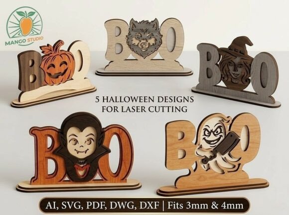 Download 5 Halloween BOO Laser Cut Files Bundle - Bundle Collection