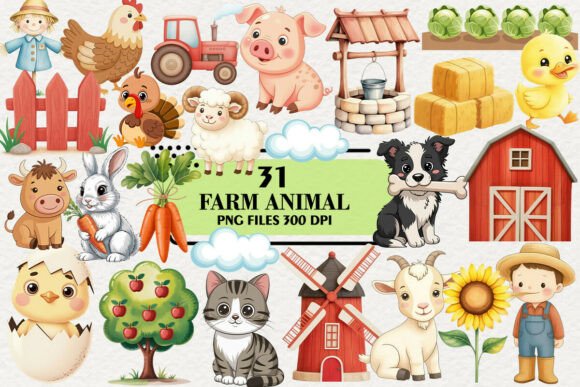 Download Kawaii Farm Animal Clipart Bundle - Bundle Collection