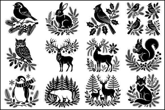 Download Winter Wildlife SVG Silhouette Bundle - Bundle Collection