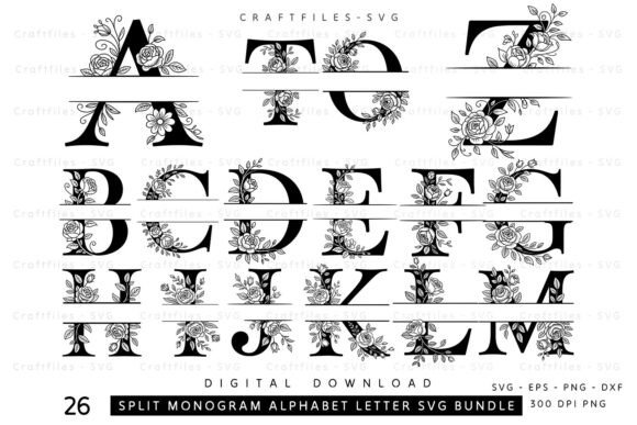 Download Split Monogram Alphabet SVG Bundle - Bundle Collection