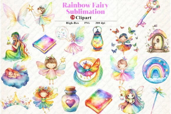 Download Watercolor Rainbow Fairy Clipart Bundle - Bundle Collection