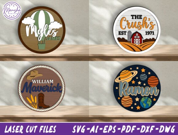 Download Round Kids Name Sign Laser Cut Bundle - Bundle Collection